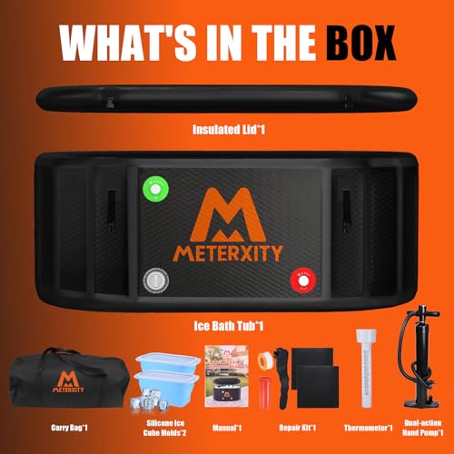 M METERXITY XXL Cold Plunge Tub for Athletes, Portable Inflatable Ice Bath Tub, Oval Cold Tub Water Chiller Compatibility, with Lid, Thermometer, Dual-Action Pump for Recovery/Outdoor/Indoor by M METERXITY - Image 9