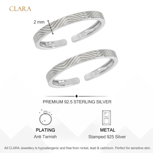 Image of Clara 925 Sterling Silver Size Adjustable Toe Rings Pair Gift for Women