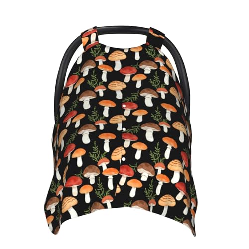 Image of Mushroom Baby Car Seat Canopy Cover Multi Use Shower Gift, Nursing Cover for Mom Nursing Covers, Mushroom Baby Stuff Items