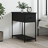Gecheer Mesita de Noche Mesilla de Noche con un cajónde Almacenamiento Mesa Lateral de Alto,Mesita Auxiliar para Salón Dormitorio Mesita de Noche Madera de ingeniería 30x60x60 cm Negro