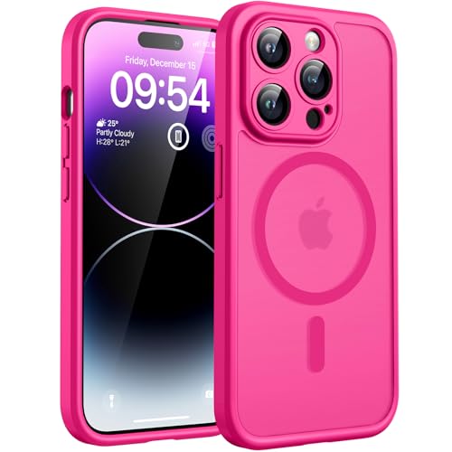 TOCOL für iPhone 14 Pro Hülle für Magsafe, Vollständiger Kameraschutz Stoßfest Kratzfest Transluzente Rückseite Magnetis...
