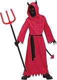 Halloween Scary Costume Grim Red Reaper Costume Demon Costume For Boys Kids Costume, With Glowing Re