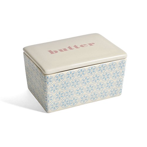 Bloomingville 21106507 Scatola per Burro Patrizia in Ceramica Blu, Azzurro