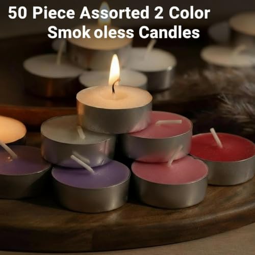 Image of 50 Pcs Paraffin Wax Candles Tea Light, 3 hr Burn time, No Residue Diwali Decoration,Smokeless, (50 PC Unscented) | Popo Toys