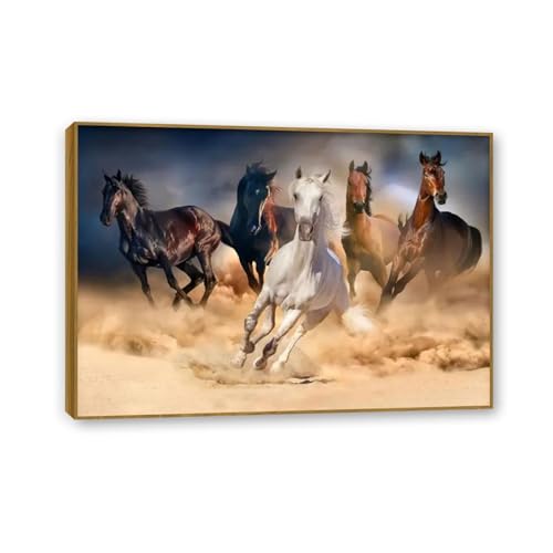 Art mural cheval au galop au coucher du soleil désert tableau déco salon chambre 42x30cm