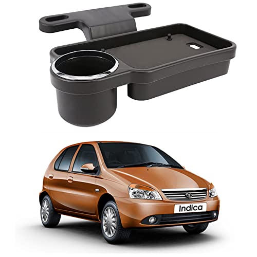 Image of Oshotto (FT-04) Foldable Car Auto Headrest Rear Back Seat Table Drink Food Cup Tray Holder Compatible with Tata Indica - Black