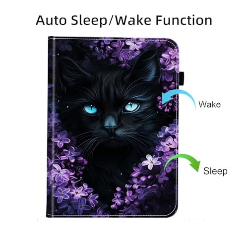 BFUKVOU Case for iPad (A16) 11th Generation 11 Inch 2025, iPad 10th Generation 10.9 inch 2022,Card Slot PU Leather TPU Case Pen Holder Auto Wake Sleep,Cute Flower Cat - image 7