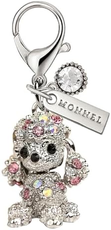 MC422 Crystal 3D Poodle Lobster Clasp Charm for Women with Velvet Bag (Pink,1 Piece) image 4