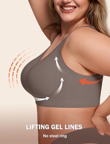 Image of LetsJoli Bras for Women Supportive Wireless Push Up Bra Full Coverage No Underwire Seamless Plus Size for Older Women