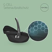 Maxi-Cosi Pebble i-Size, Babyschale, 0–15 Monate, 0–13 kg, 40–83 cm, leichter i-Size Kindersitz, Click&Go-Installation, G-CELL Seitenaufprallschutz, Sitzverkleinerer, Tonal Black – Ansicht 5