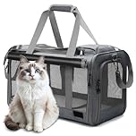 Pet Carrier Dog Carrier Cat Carrier, Portable Travel Cat Dog Bag, Soft-Sided Foldable Pet Carrier for Big Medium Cats and Puppy, Dog Carry Bag Pet Privacy Protection Travel Carriers (Grey)