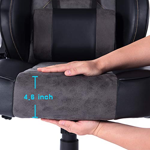 Blue Whale Gaming Chair with Massage Lumbar Pillow, PC Computer Video Game Racing Chair Reclining Executive Ergonomic Office Desk Chair with Headrest 8291 Grey