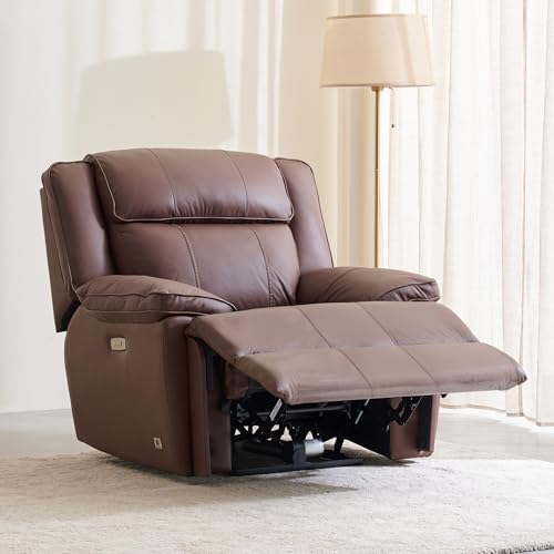 Image of Home Centre | Torino | Electric Recliner | Half Leather | Solid Wood | 1 Seater Recliners | Brown | 2 Years Warranty