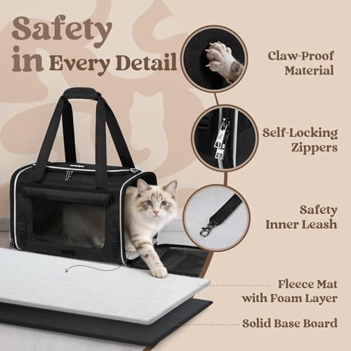 Image of rabbitgoo Cat Carrier Soft with Rollable Flap, Travel Safe for Car Airline