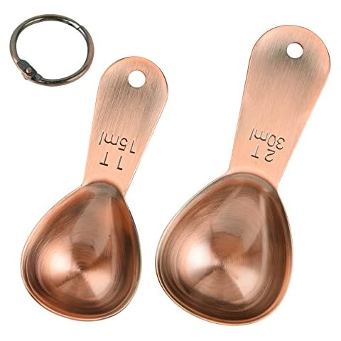 Smithcraft Copper Coffee Scoop Set of 2, Stainless Steel Coffee Scoops, 1 Coffee Tablespoons (15ML), Measuring 2 Tablespoons (30ml) Coffee Measuring Spoons for Tea, Sugar, Spice ect Cover