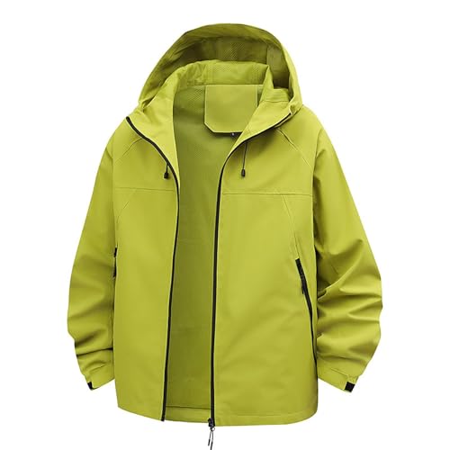 Cortavientos para mujer con capucha y cremallera, chaqueta de lluvia transpirable de color sólido