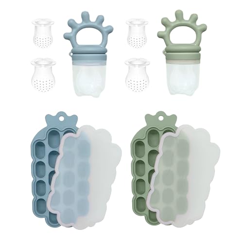 Baby Bliss Silicone Baby Fresh Food Freezer Feeder, Breastmilk Popsicle Mold, Nibble Tray Teethed Ice Cube Tray, Baby Self Feeding Led Weaning Plate, 6 months +, BPA Free