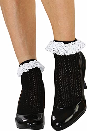 Image of ToBeInStyle Women's Indie Girl Ruffle Trim Heart Net Design Ankle High Fashion Socks