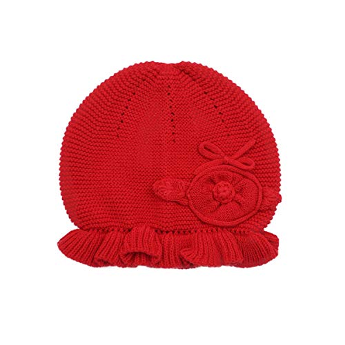 LLmoway Kids Beanie Hat Infant Toddler Girl Knit Hat Soft Cotton Crochet Skull Cap, Red, 1-Ply