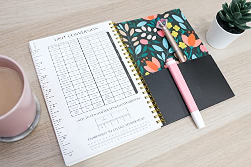 Academic Planner Yearly Monthly Weekly Daily Large Calendar Organizer By Bright Day Spiral Bound Dated Agenda Flexible Cover Notebook, June 2022 - July 2023, 8.25 X 6.25, Black Floral #TOP5
