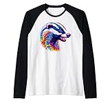 Photo Gallery cool honey badger spirit animal illustrazione tie dye art maglia con maniche raglan Photo Gallery cool honey badger spirit animal illustrazione tie dye art maglia con maniche raglan