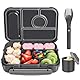 Amathley Brotdose Kinder mit Fächern,Bento Box Kinder,Brotdose Erwachsene,1300ML Lunchbox mit 5 Fächern und Saucenbehältern,Mikrowellen-und Spülmaschinenfest,BPA-Frei (Dunkelgrau)