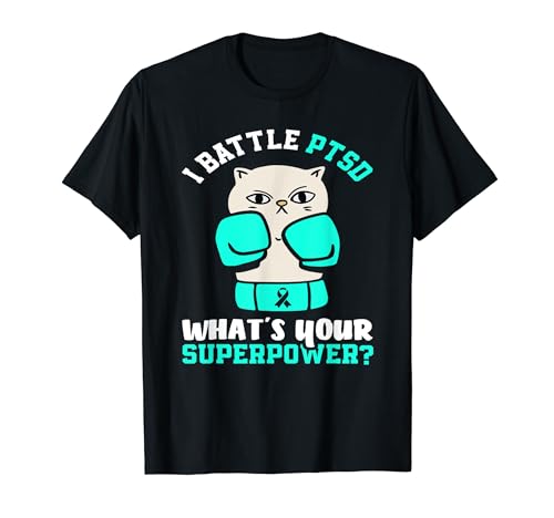 I Battle PTSD Cat Concientización sobre el TEPT Camiseta
