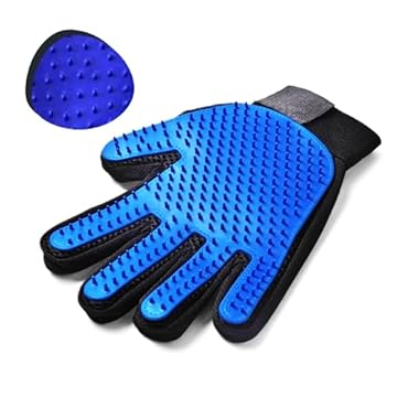 Luva Tira Pelos Pet Azul Tira Pelos Com Cerdas Macias Massageadoras