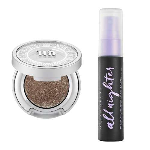 Urban Decay Moondust Eyeshadow Compact, Lithium + All Nighter Long-Lasting Makeup Setting Spray (1 fl oz) - Brown with Iridescent 3D Sparkle - Maximum Glitter, Minimum Fallout