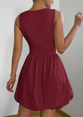 Image of PRETTYGARDEN Summer Dresses for Women 2026 Casual Mini Short Cocktail Dress Sleeveless Tank Crew Neck Bubble Sundress Pockets