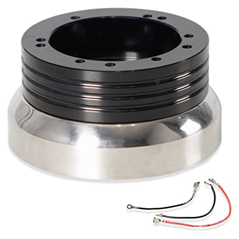 YIUIY 5 & 6 Hole Billet Steering Wheel Hub Adapter Black Cover