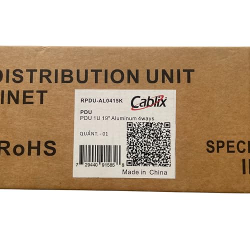 Cablix RPDU-AL0415K Unidad de Distribución de Energía Rack 1U 19" con 4 Tomas NEMA 5-15R, 15A 125V, Cable de 2 m, Carcasa de Aluminio, UL Listado miniatura 5