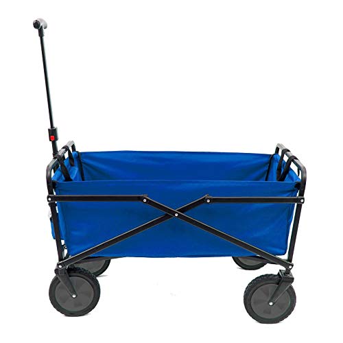 Seina Manual 150 Pound Capacity Heavy Duty Folding Outdoor Utility Cart, Blue