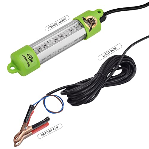 Sf Dc 12V 45W 72 Led Bait Submersible Dock Fishing Light Attractants Underwater Crappie Lure Green Waterproof Night Finder With Battery Clip & Power Plug # 4 Sides #TOP4