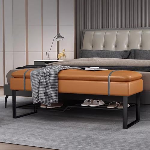 Banc de rangement en cuir microfibre de luxe blanc 100cm