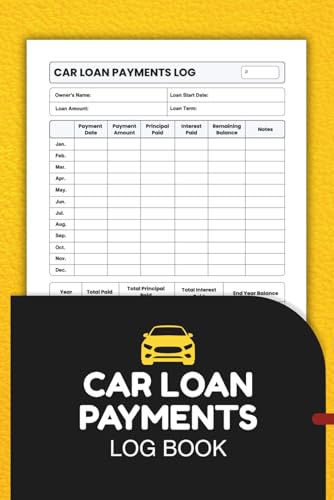 Car Loan Payments Log Book: Monthly Auto Finance Tracker for Recording Principal, Interest, and Balances