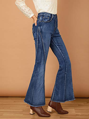 Allegra K Women's Flare Jeans 70s Vintage High Waist Stretch Denim Bell Bottom Jeans4