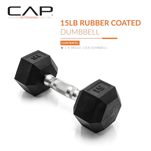 Cap Barbell SDRIS-015 15 Lb Coated Hex Dumbbell Weight thumb #1