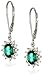 Sterling Silver Created Emerald and Created White Sapphire Dangle Earrings