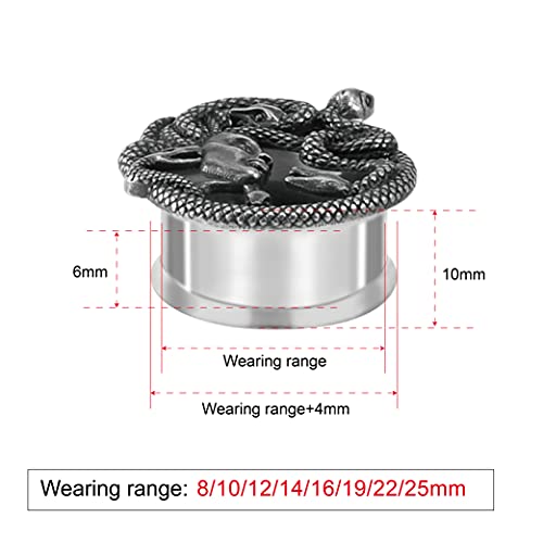 Cooear AS8403G-8 1 Pair Flesh Ear Gauges Piercing Plugs Tunnels Snake Earrings Stretchers Expander Men Women Gift Body Jewelry. thumb #1