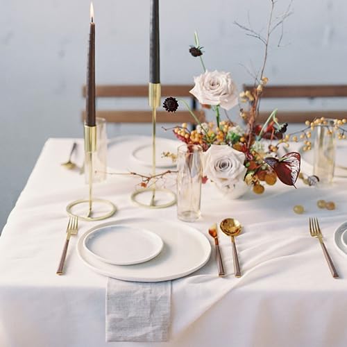WIGENIUS 6 Pack White Table Cloth Rectangle Tablecloths 60X102 Inch,Polyester Table Cloth for 6 Foot Rectangle Tables,Wrinkle Resistant Washable Fabric Table Covers for Party,Wedding Banquet - Image 3