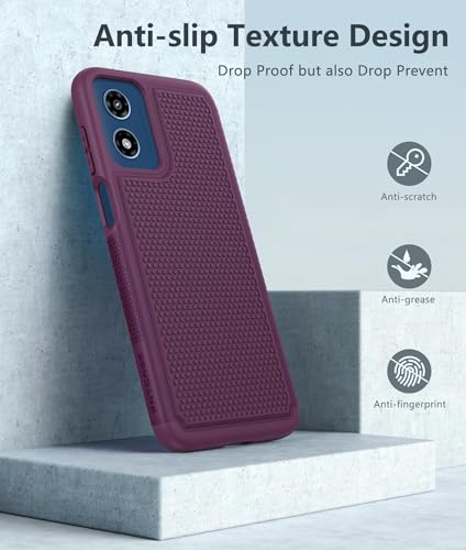 Image of FNTCASE for Motorola Moto G-Play-2024 Case: Dual Layer Protective Heavy Duty Cell Phone Cover Shockproof Rugged with Non Slip Textured Back - Military Protection Bumper Tough (Purple)