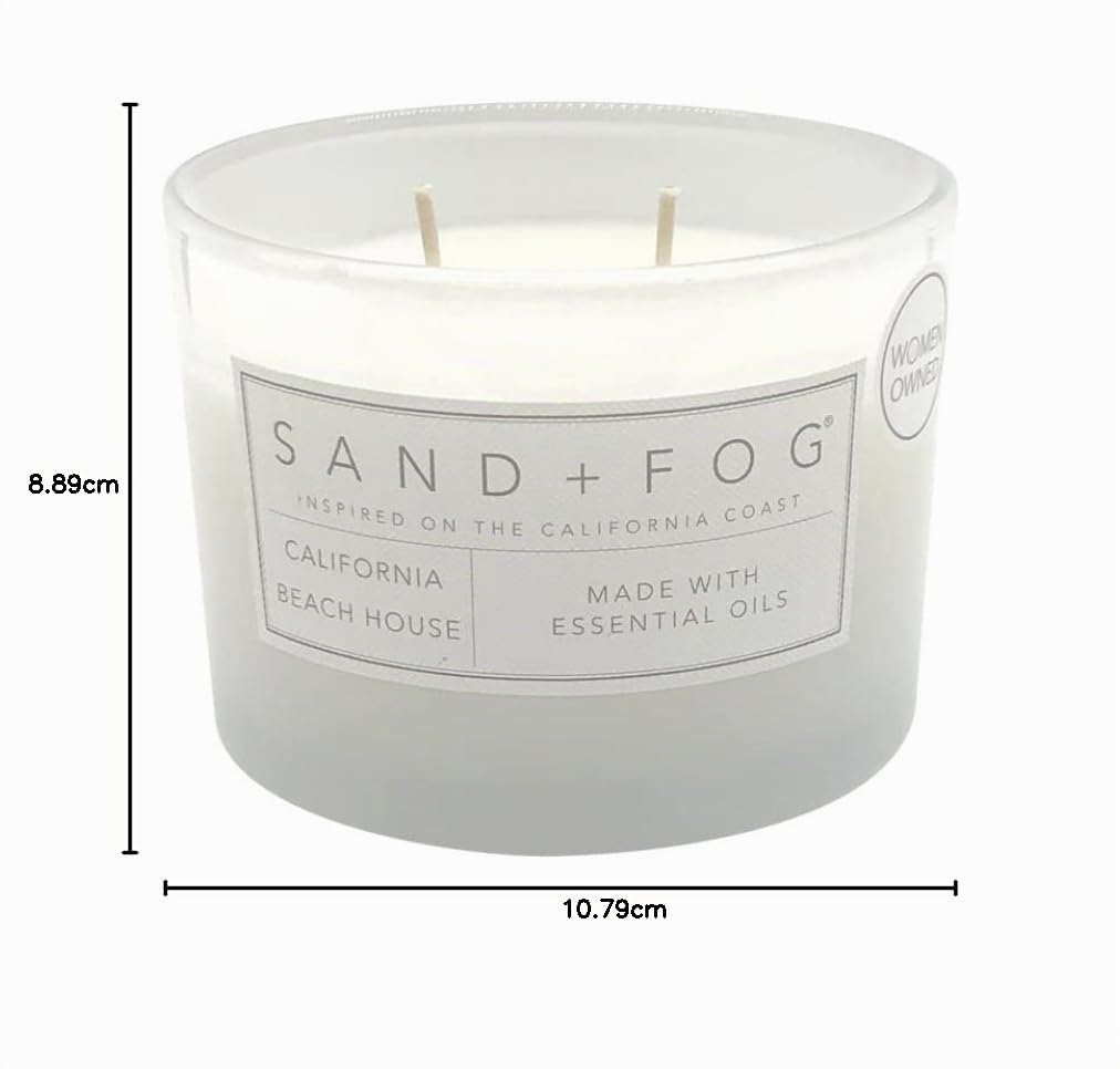 Sand + Fog Duftkerze – California Beach House – zusätzliche Düfte und Größen – 100 % bleifreier Docht aus Baumwolle – luxuriöse Lufterfrischungskerzen im Glas – perfekte Heimdekoration – 340g