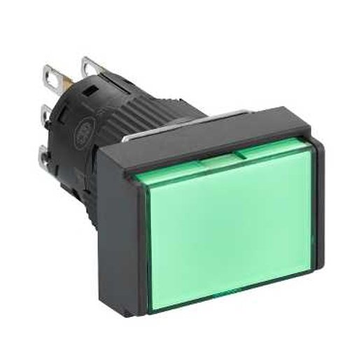 Pulsador rectangular verde 24V para entornos de automatización
