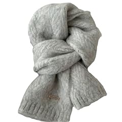 Light Gray 100% Alpaca Wool Warm Scarf