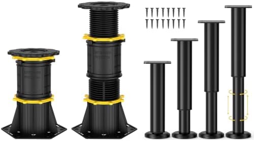 Wlrrcwdttc 2 Pcs Plastic Adjustable Height Bed Support Legs 8.5-13 inch + 4 Pcs Metal Adjustable Bed Support Legs 7.08-12.2 inch, Bed Frame Center Support Legs for Bed Frame/Bed Center Slat/Furniture