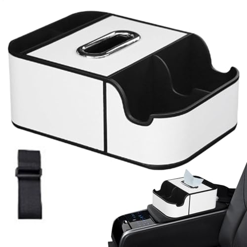 Organiseur d'accoudoir de voiture | Boîte à mouchoirs | Extension de boîte d'accoudoir de voiture, 2 porte-gobelets, boîte à mouchoirs pour mouchoirs, placement de boissons