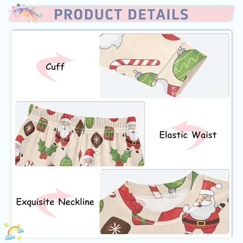 Pajama Sets Long Sleeve Christmas Pattern with Santa Socks Soft Comfy Sleepwear 2 Piece PJS 3-8T4