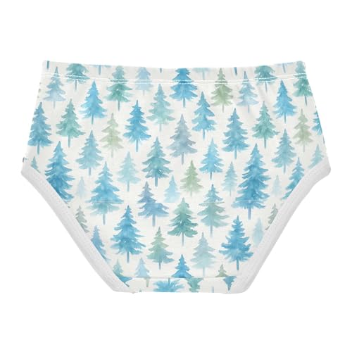 Joisal Watercolor Pine Trees Blue White Girl Panties Cute Girls Underwear Toddlers Cotton Colorful Briefs Kids Undies 2t2