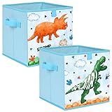 HOHE QUALITÄT: Der Stoff besteht aus Vliesstoff, ist langlebig und umweltfreundlich. Mit extra harter Pappunterstützung können unsere Dinosaurier-Aufbewahrungsbehälter genug Dinge aufnehmen, die Sie aufbewahren müssen. Abmessungen: 28 x 28 x 28 cm
